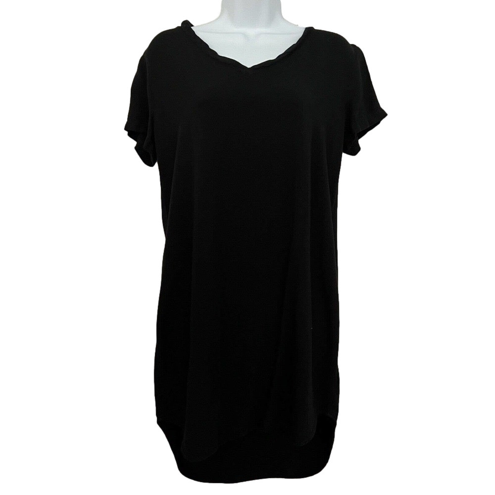 🌵Cloth & Stone Women's Black Stretchy V-Neck Short Sleeve Midi T-Shirt Dress - S